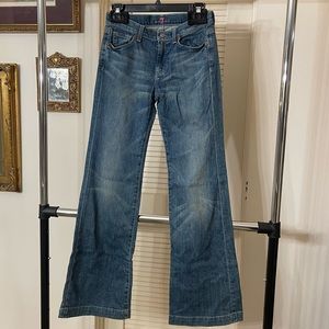 7 For All Mankind Medium Wash High Rise Wide Leg Jeans (Girls 14=Womens 25)